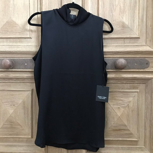 Simply Vera Vera Wang black sleeveless top NWT zip - Picture 1 of 6